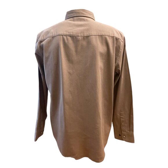 Turtle Bay New York Khaki Shirt Long Sleeve Pearl Snaps Pockets Size Large - Picture 4 of 11